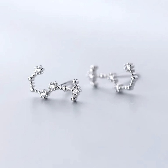 Scorpio Constellation Star Galaxy Space Astrology Zodiac Sterling Silver Earring - Picture 1 of 9